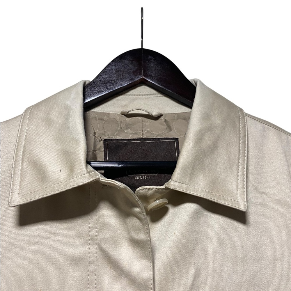 COACH Womens Trench Coat Signature Monogram Beige Size Large - Picture 5 of 12